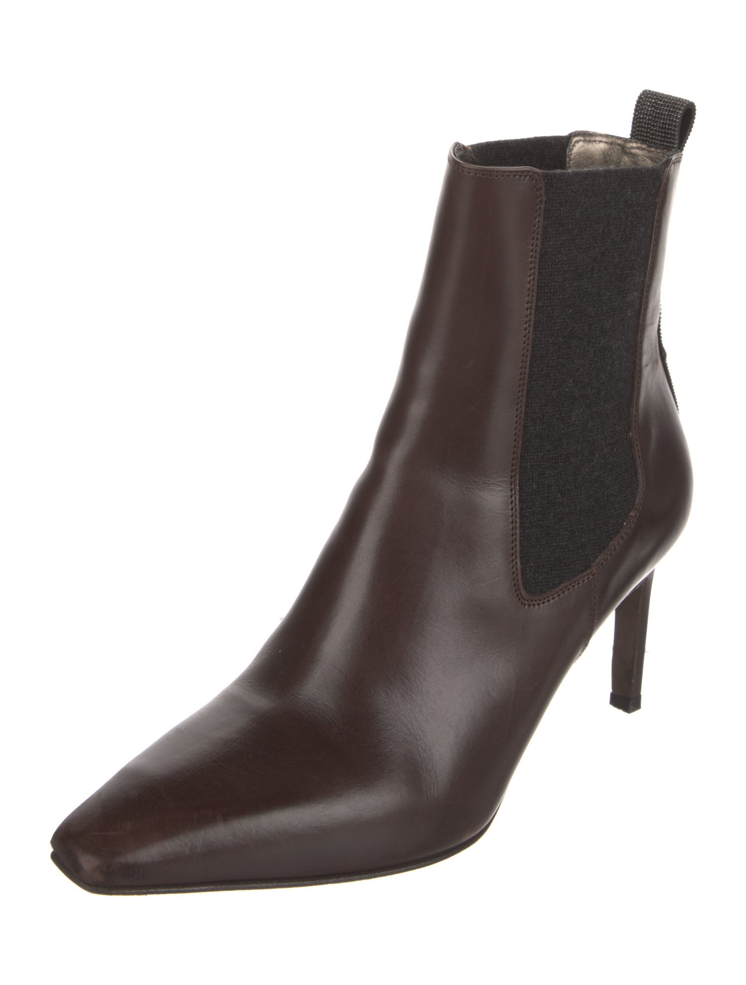 Brunello Cucinelli Leather Beaded Accents Chelsea Boots