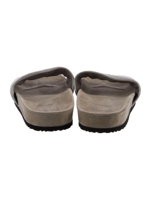Brunello Cucinelli Suede Beaded Accents Slides