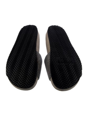 Brunello Cucinelli Suede Beaded Accents Slides