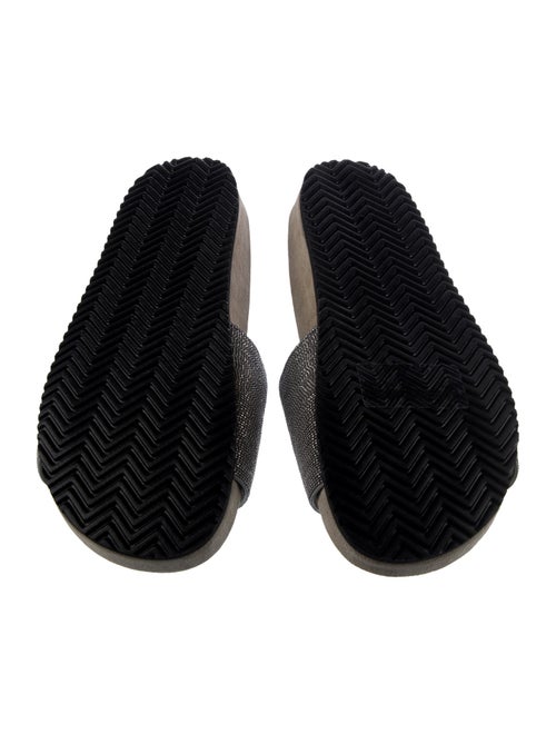 Brunello Cucinelli Suede Beaded Accents Slides