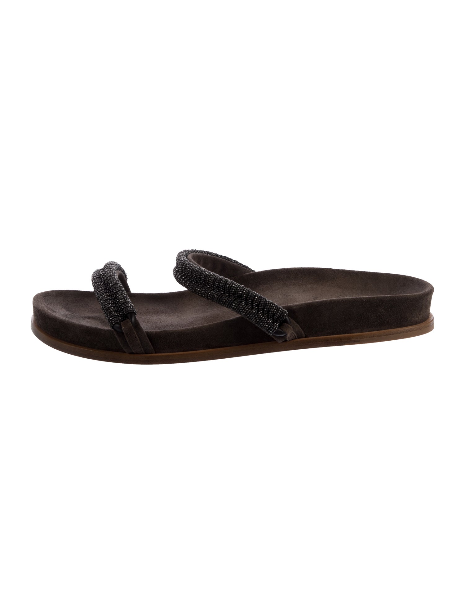 Brunello Cucinelli Monili Suede Slides w/ Tags