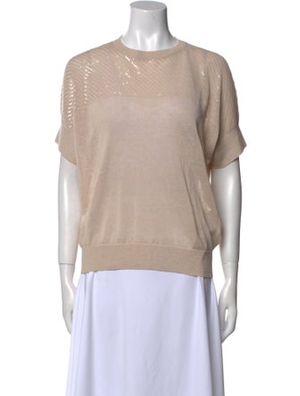 Brunello Cucinelli Linen Crew Neck Top