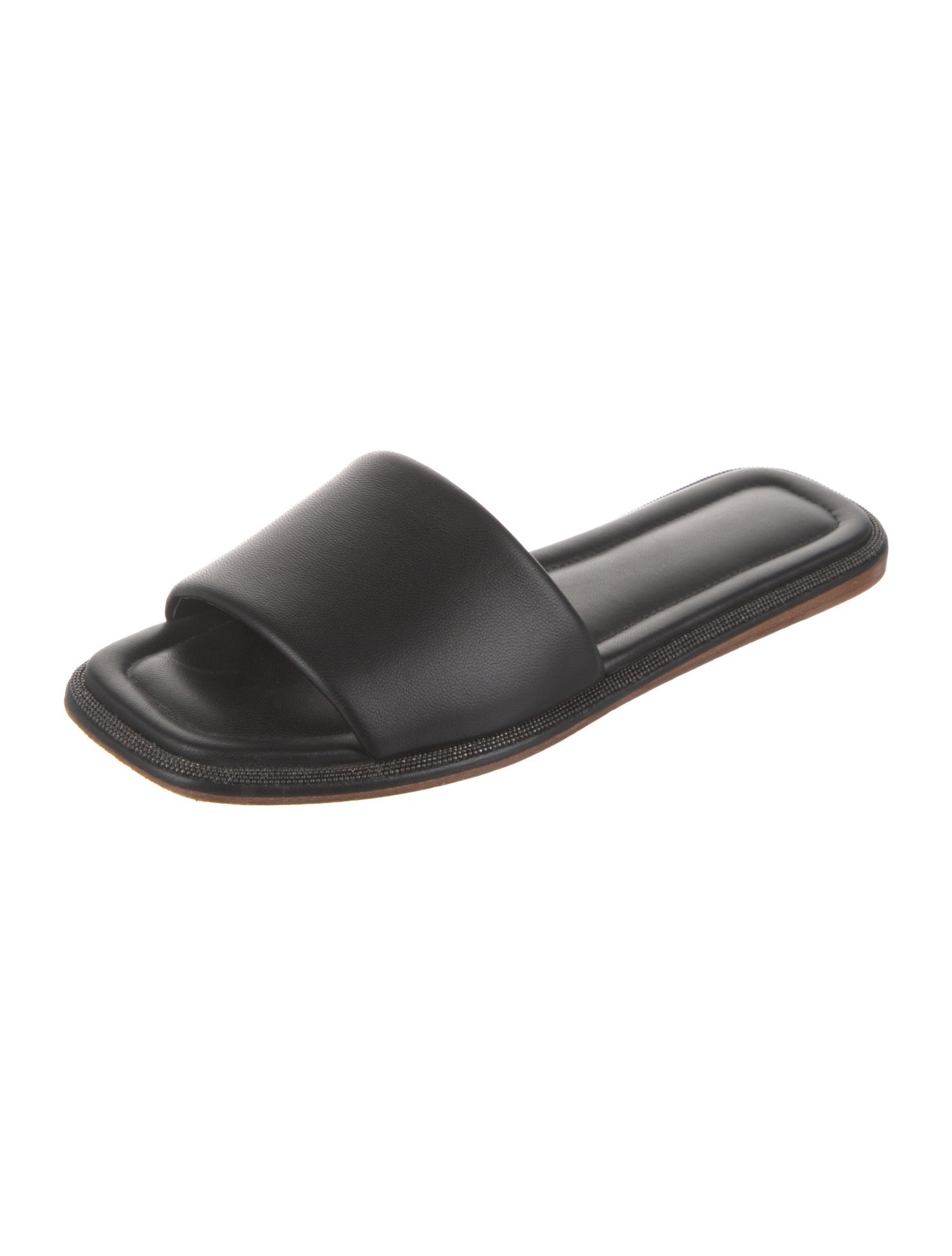 Brunello Cucinelli Monili Leather Slides