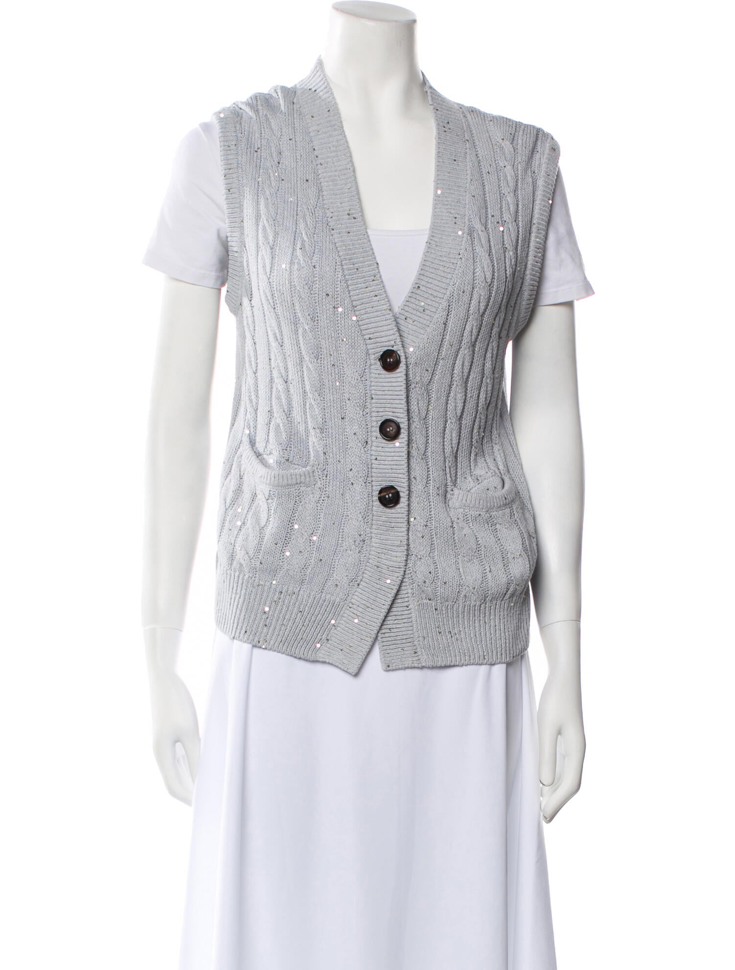 Brunello Cucinelli Linen V-Neck Sweater