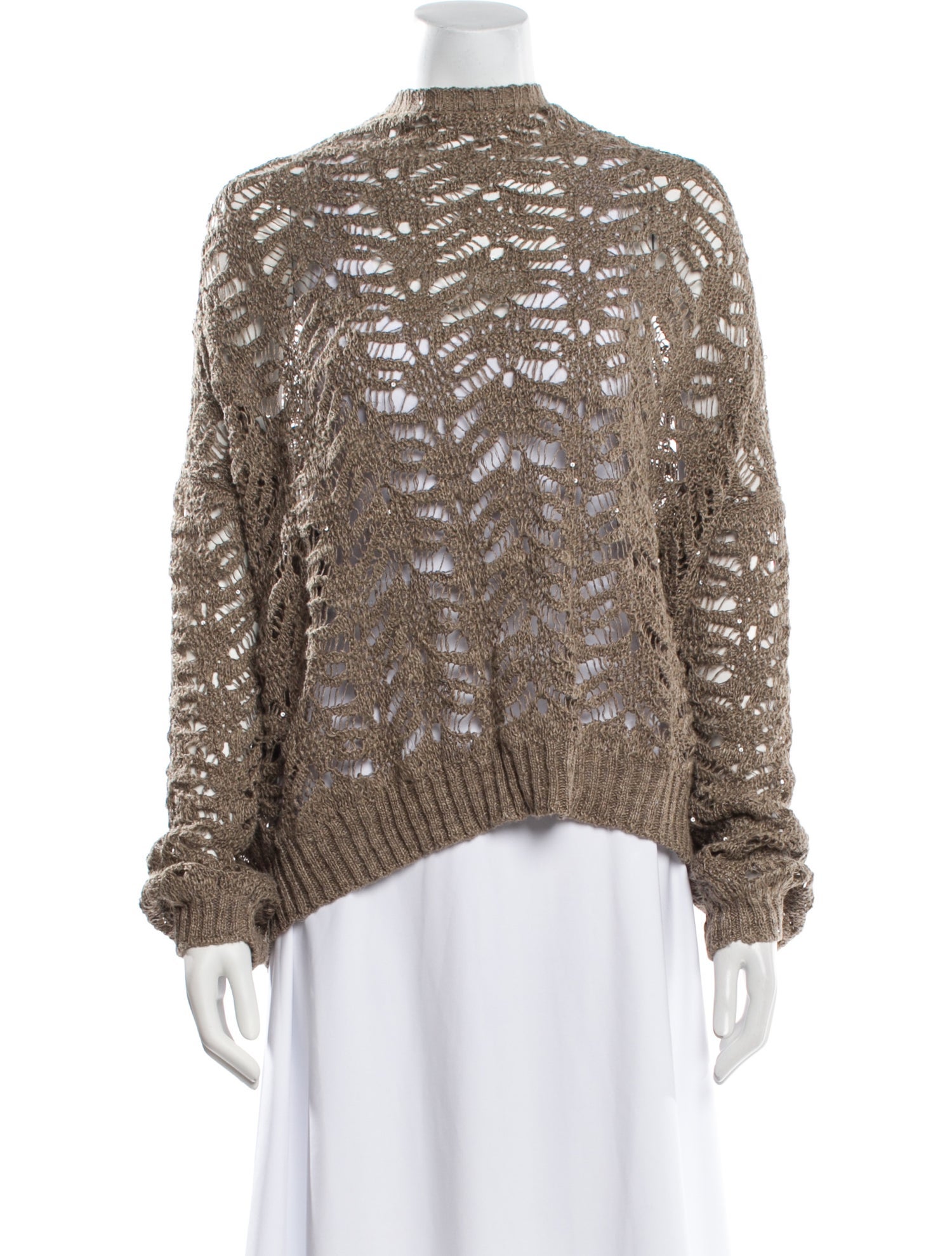 Brunello Cucinelli Linen Mock Neck Sweater w/ Tags