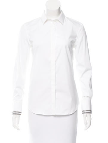 Brunello Cucinelli Monili Embellished Button-Up Top w/ Tags