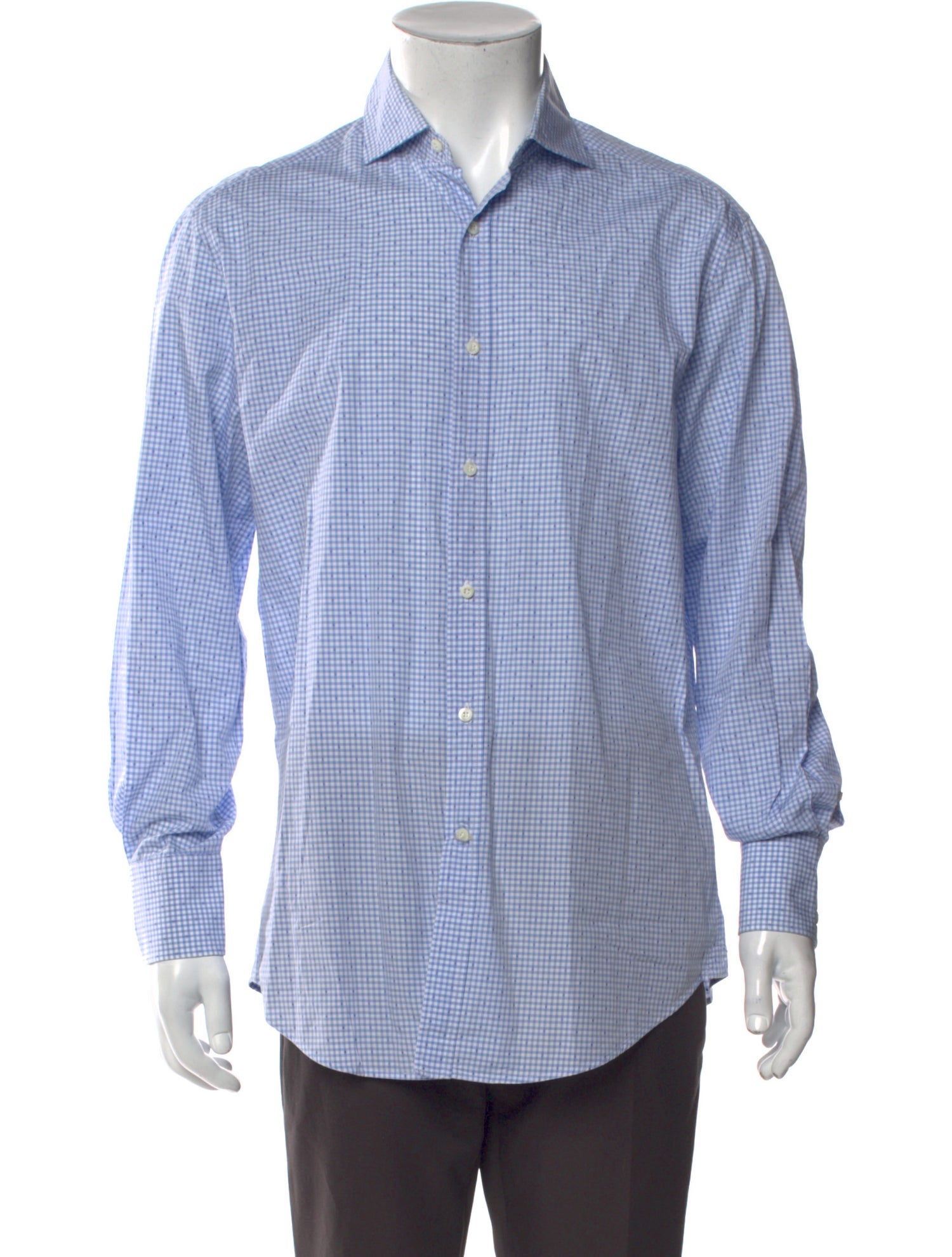 Brunello Cucinelli Plaid Print Long Sleeve Dress Shirt