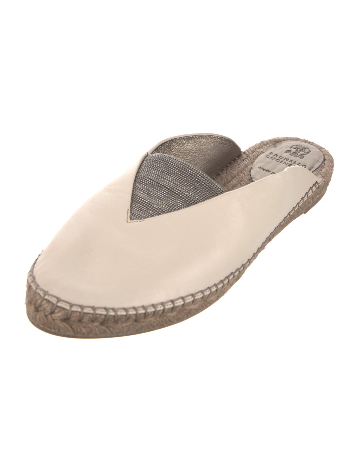 Brunello Cucinelli Monili Leather Espadrilles