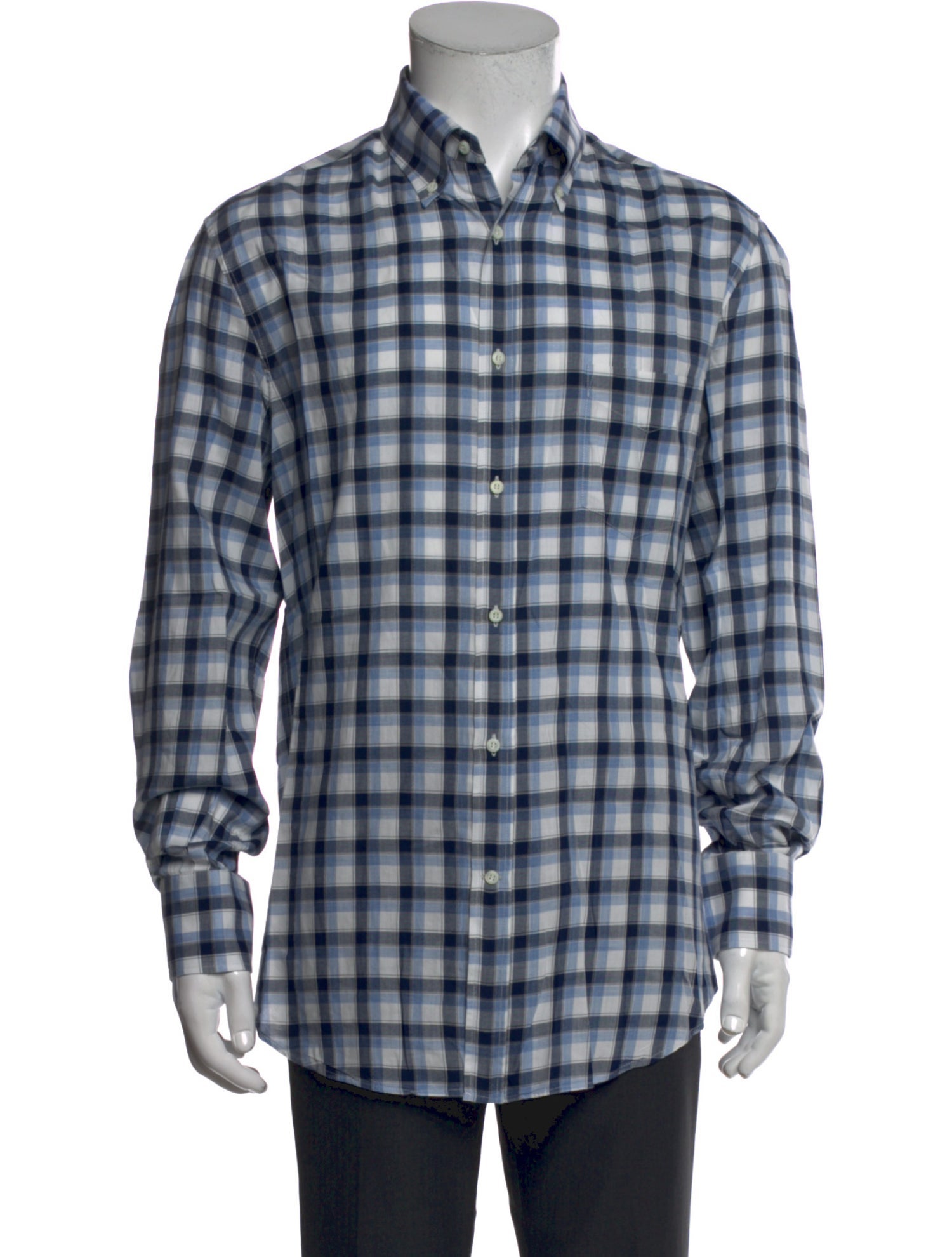 Brunello Cucinelli Plaid Print Long Sleeve Shirt