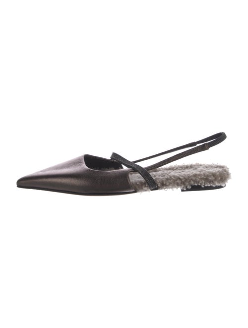 Brunello Cucinelli Leather Slingback Flats