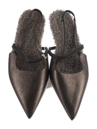 Brunello Cucinelli Leather Slingback Flats