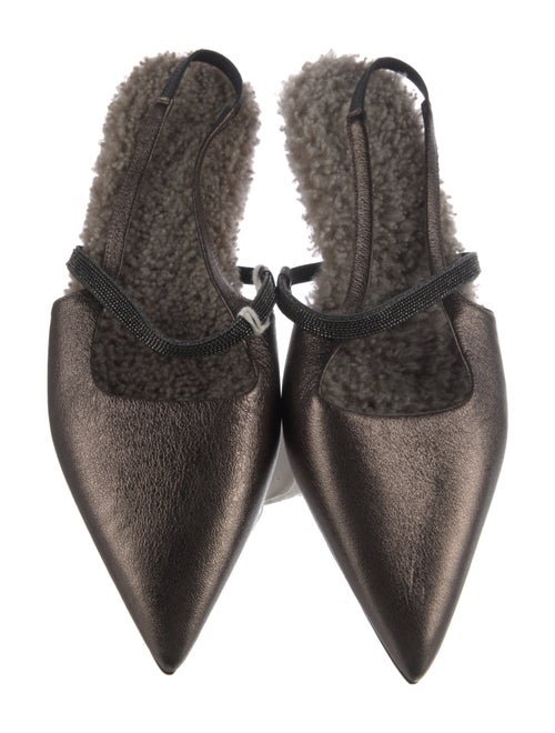 Brunello Cucinelli Leather Slingback Flats
