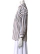Brunello Cucinelli Striped Three-Quarter Sleeve Button-Up Top