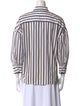 Brunello Cucinelli Striped Three-Quarter Sleeve Button-Up Top