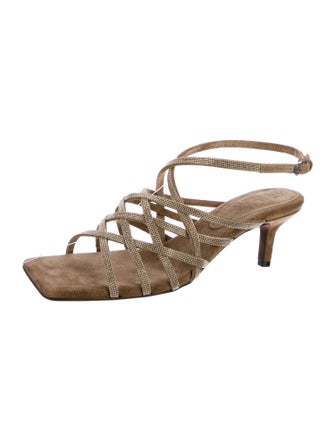 Brunello Cucinelli Suede Beaded Accents Sandals