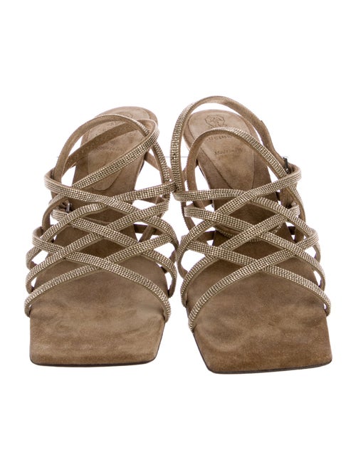 Brunello Cucinelli Suede Beaded Accents Sandals