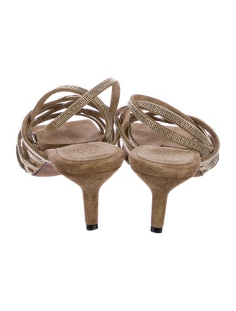 Brunello Cucinelli Suede Beaded Accents Sandals