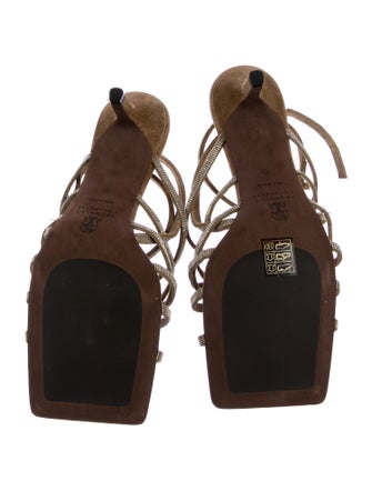 Brunello Cucinelli Suede Beaded Accents Sandals