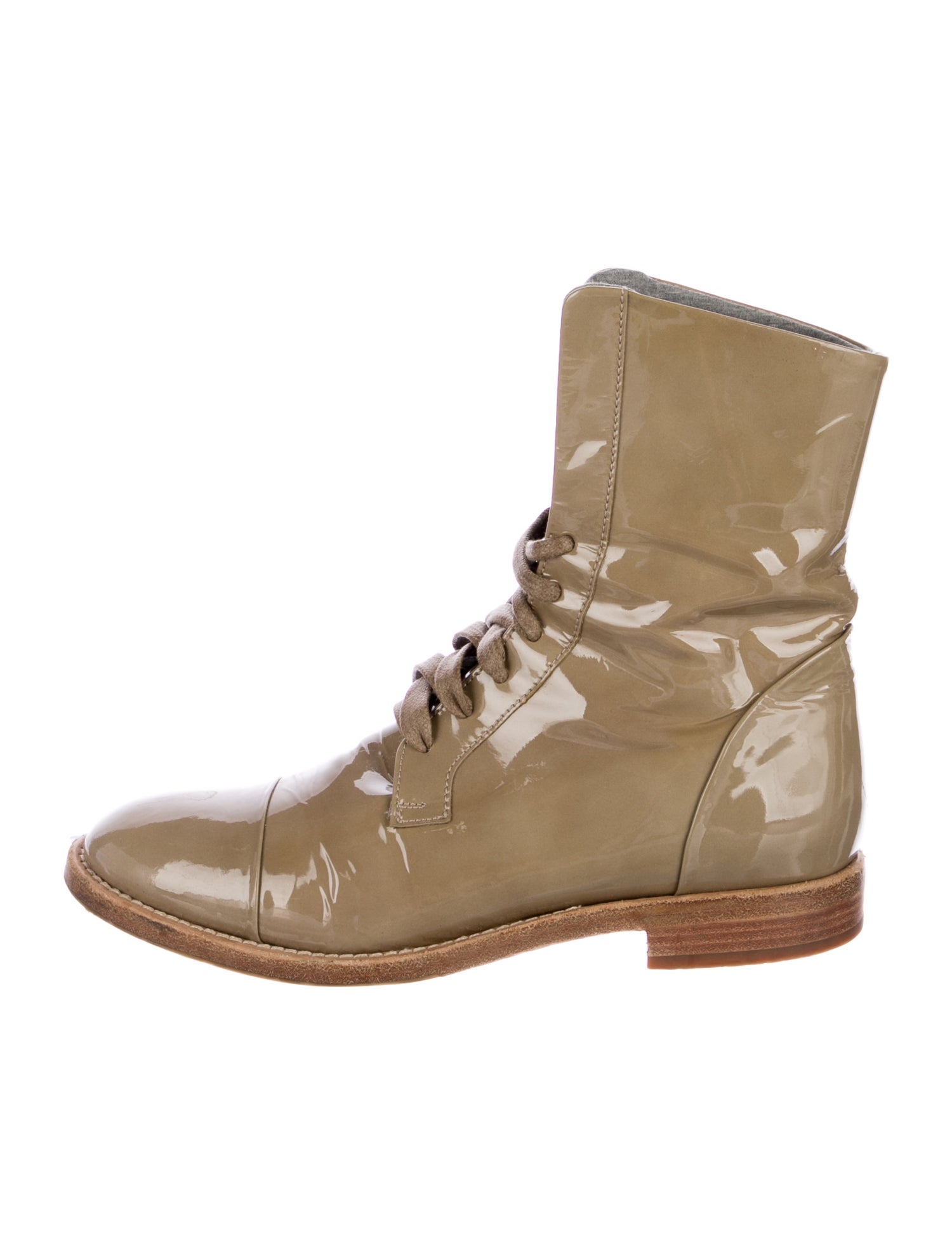 Brunello Cucinelli Patent Leather Combat Boots