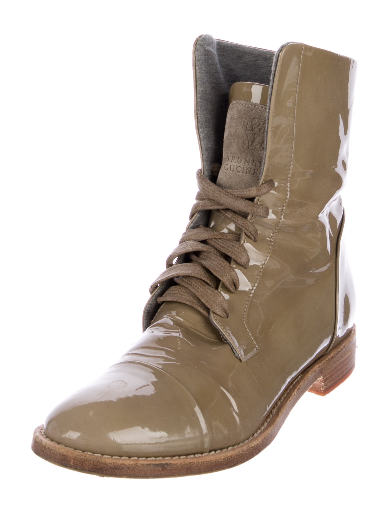 Brunello Cucinelli Patent Leather Combat Boots