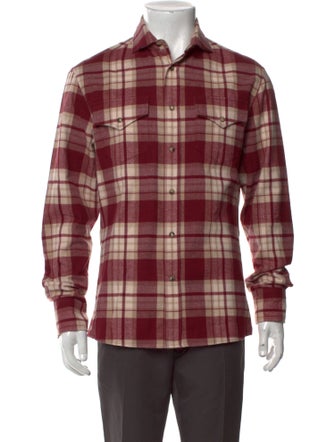 Brunello Cucinelli Plaid Print Long Sleeve Shirt