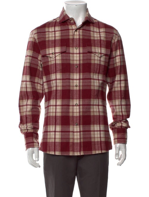 Brunello Cucinelli Plaid Print Long Sleeve Shirt