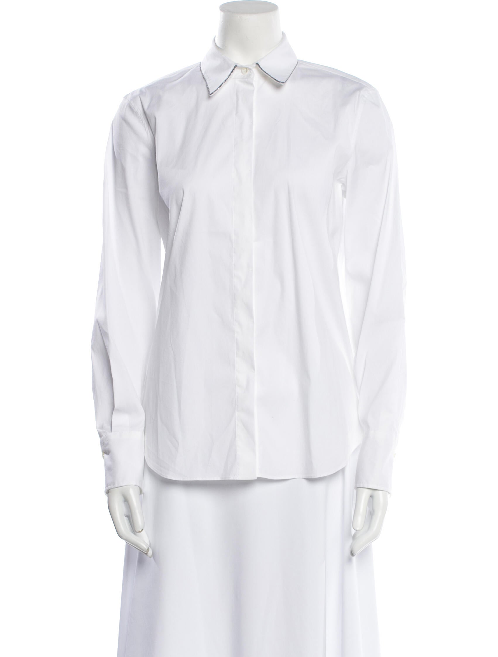 Brunello Cucinelli Long Sleeve Button-Up Top