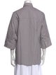 Brunello Cucinelli Striped Three-Quarter Sleeve Button-Up Top