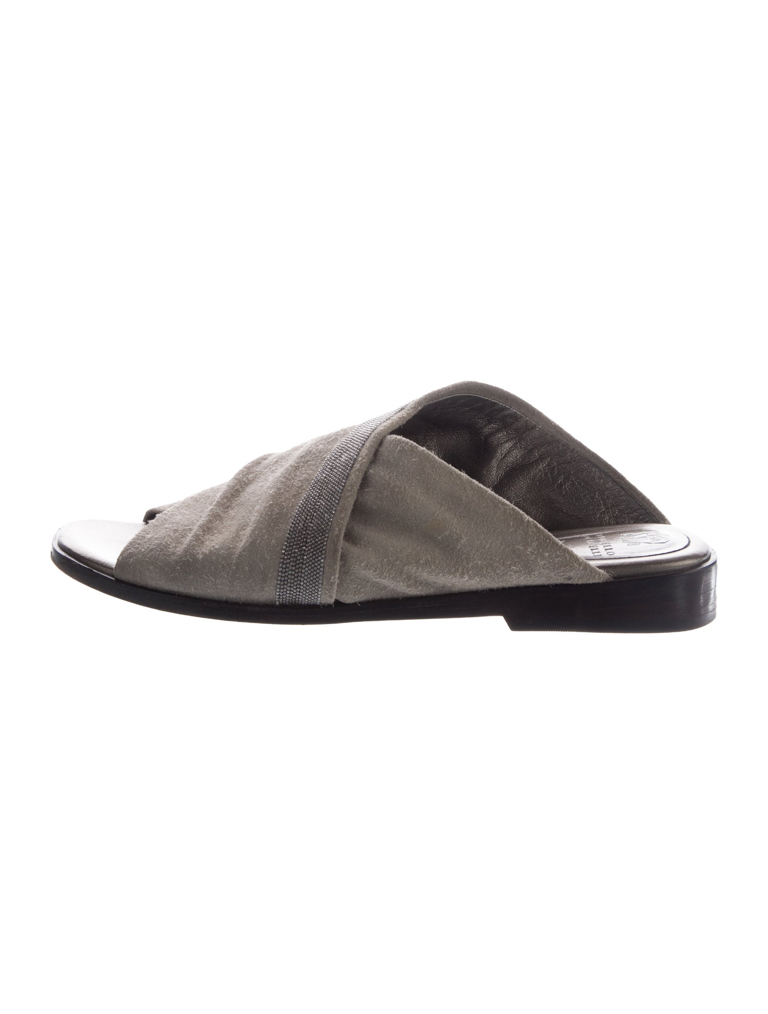 Brunello Cucinelli Monili Suede Slides