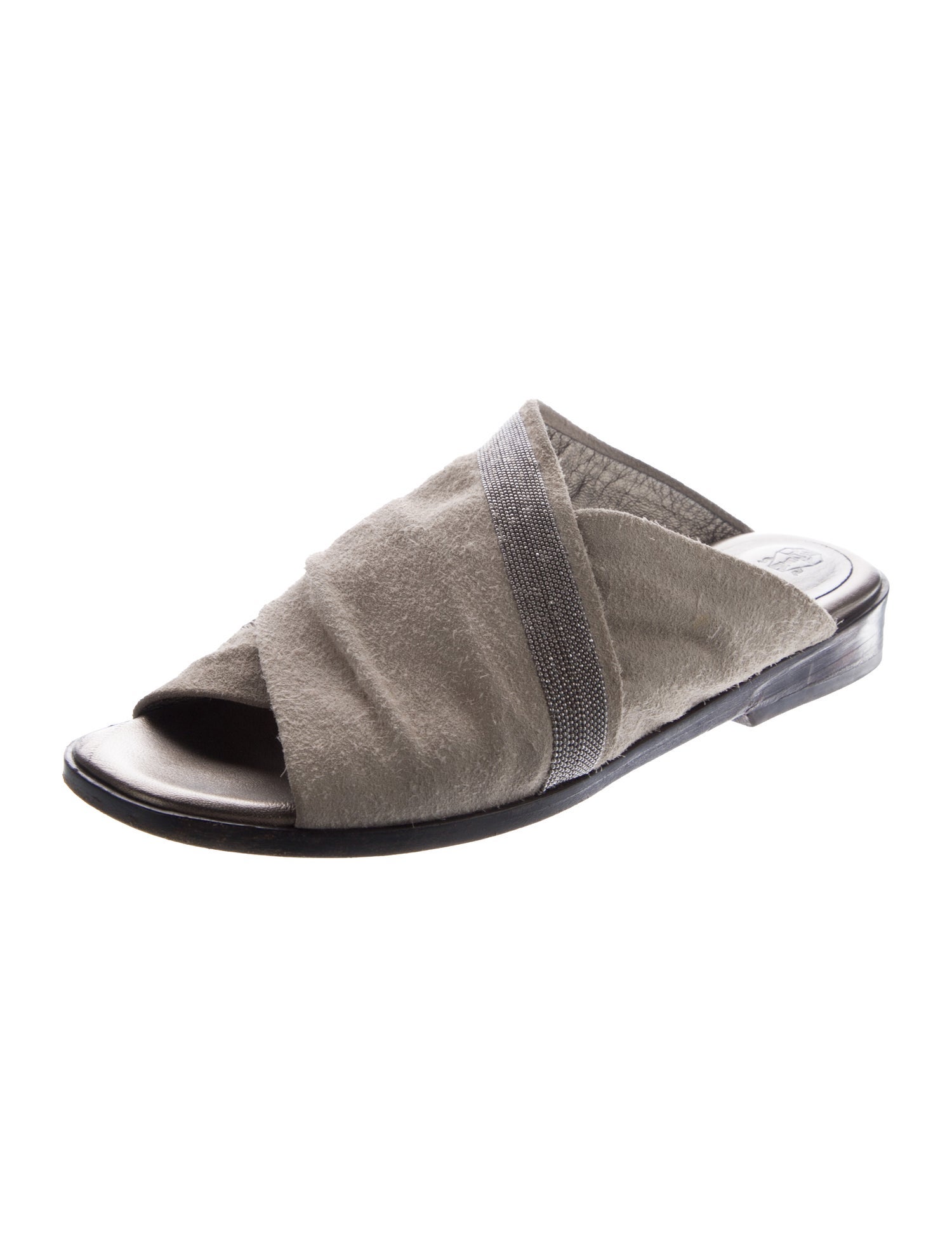 Brunello Cucinelli Monili Suede Slides