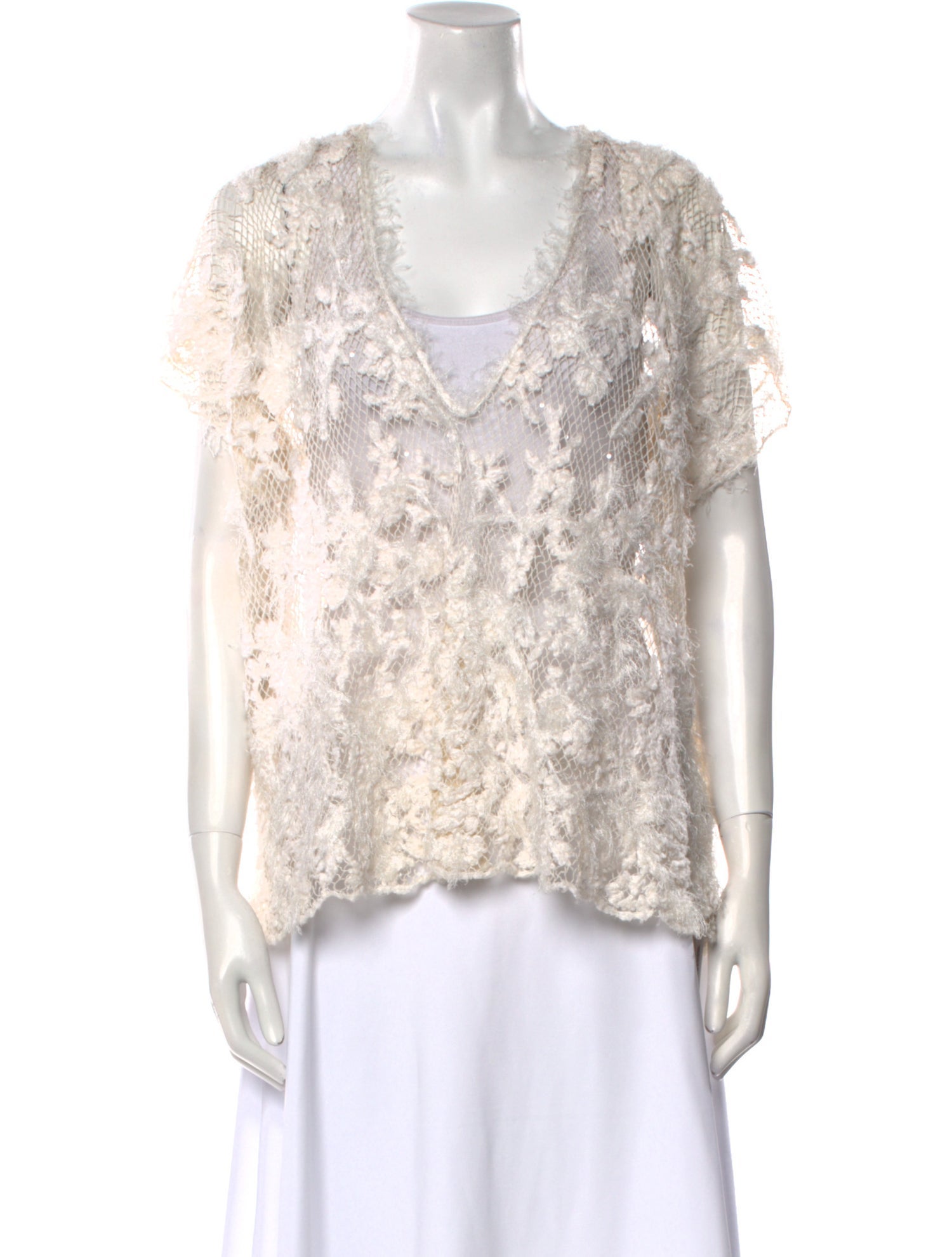 Brunello Cucinelli Linen Lace Pattern Sweater