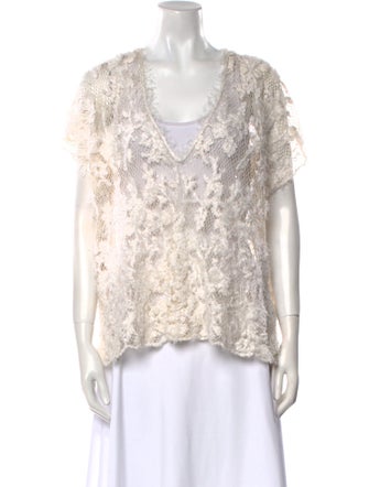 Brunello Cucinelli Linen Lace Pattern Sweater