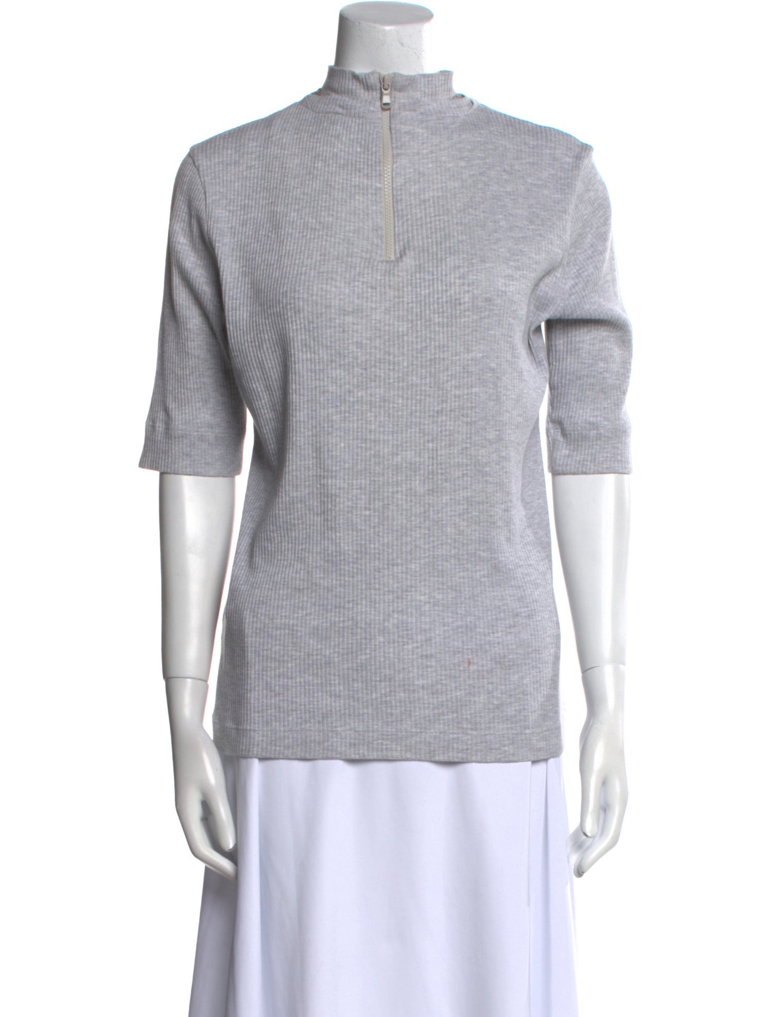Brunello Cucinelli Mock Neck Short Sleeve Top