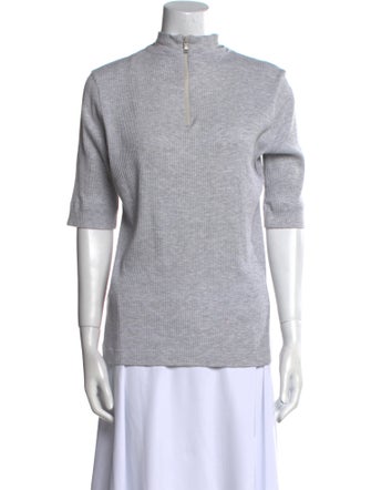 Brunello Cucinelli Mock Neck Short Sleeve Top