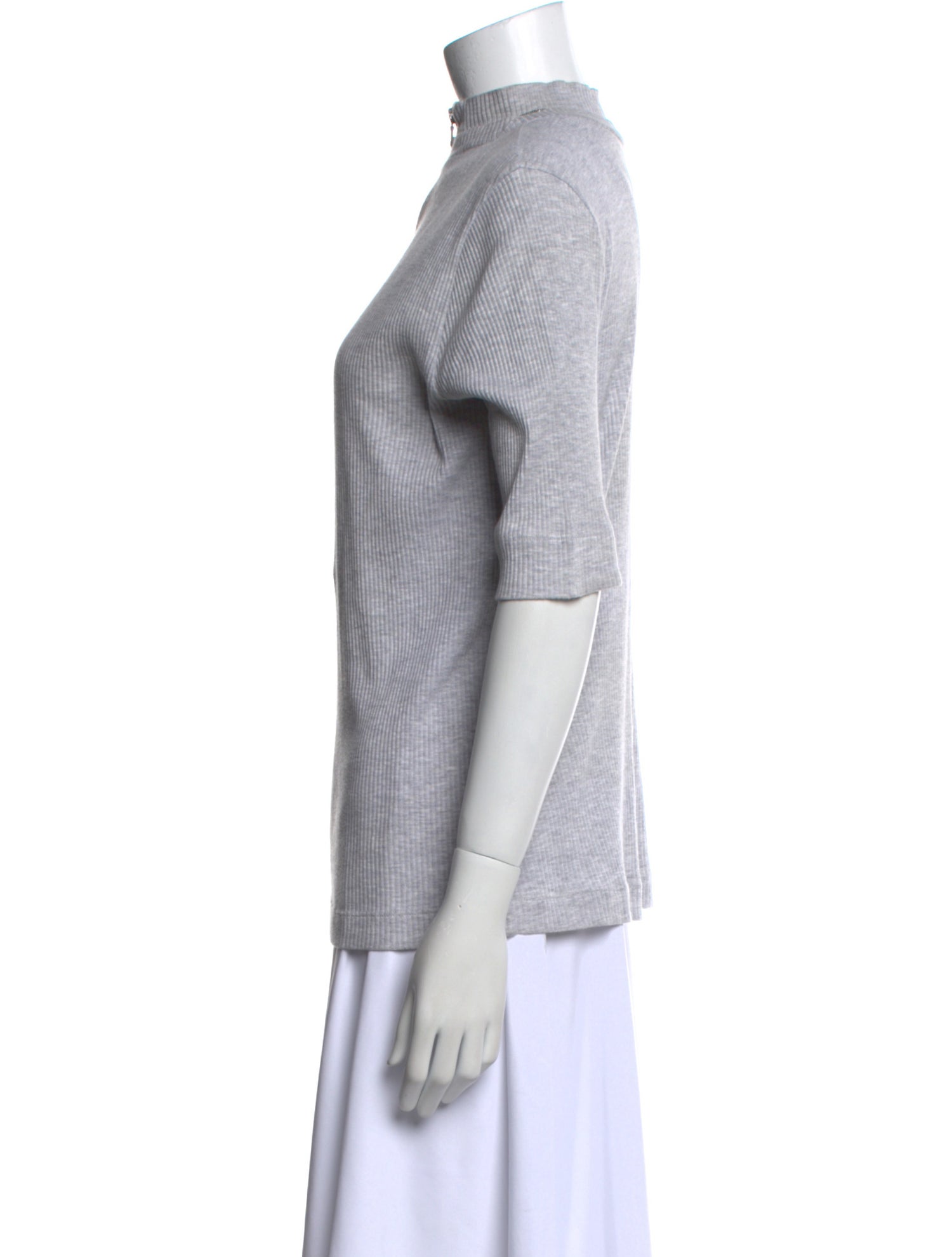 Brunello Cucinelli Mock Neck Short Sleeve Top