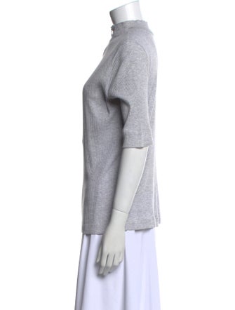 Brunello Cucinelli Mock Neck Short Sleeve Top