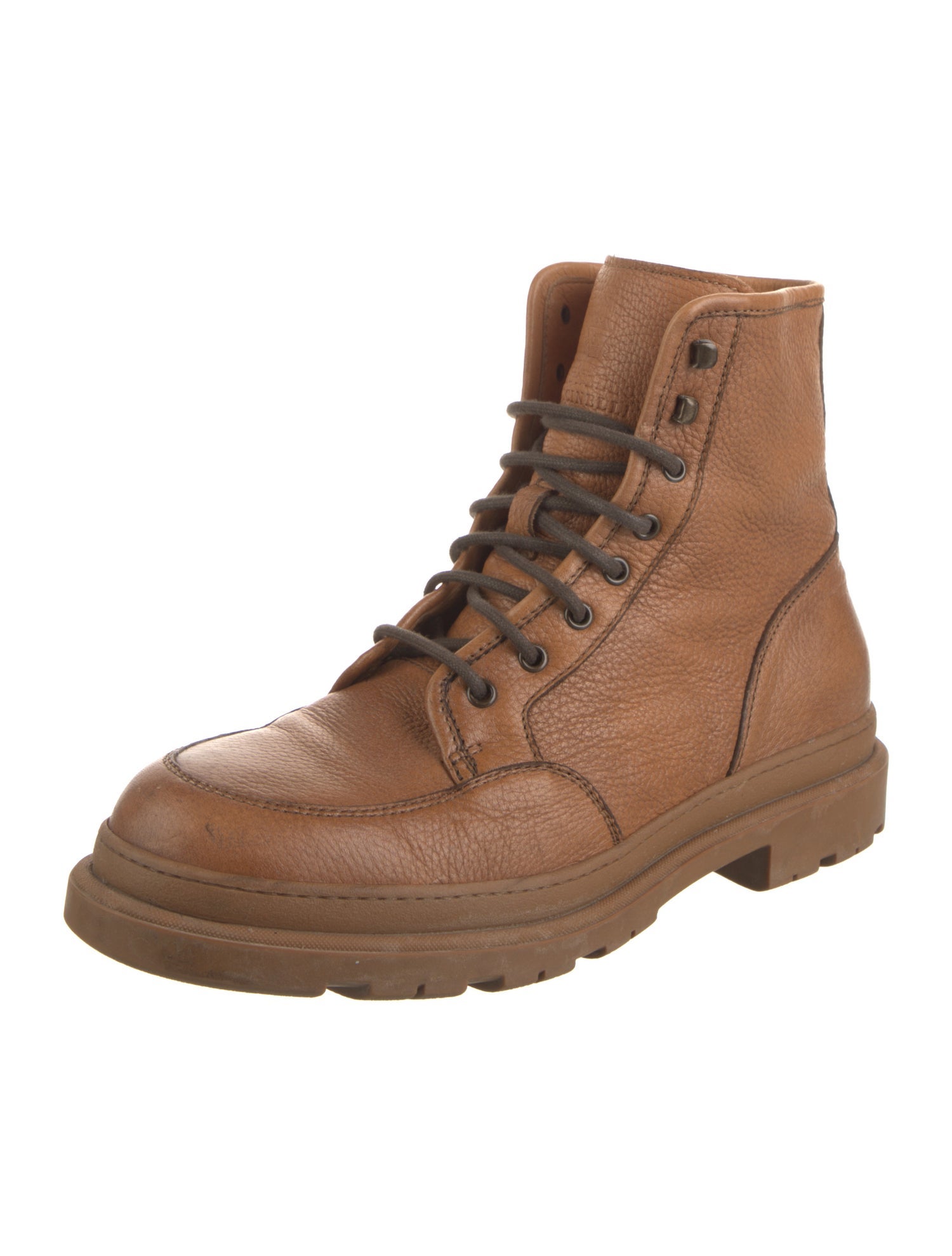 Brunello Cucinelli Leather Combat Boots