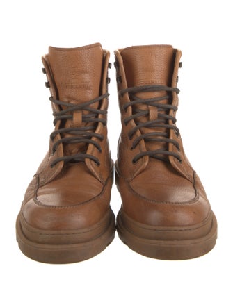 Brunello Cucinelli Leather Combat Boots