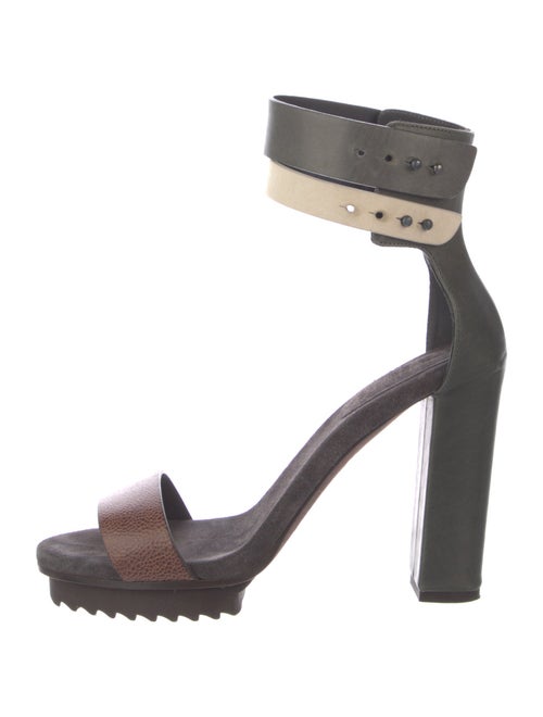 Brunello Cucinelli Leather Colorblock Pattern Sandals