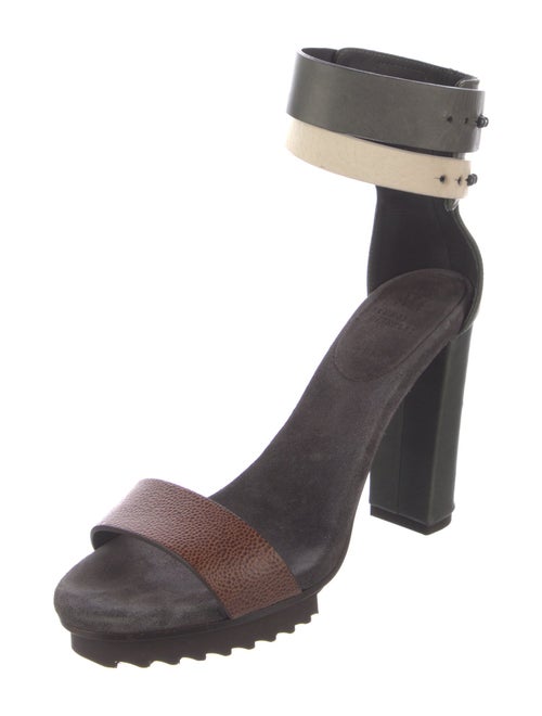 Brunello Cucinelli Leather Colorblock Pattern Sandals