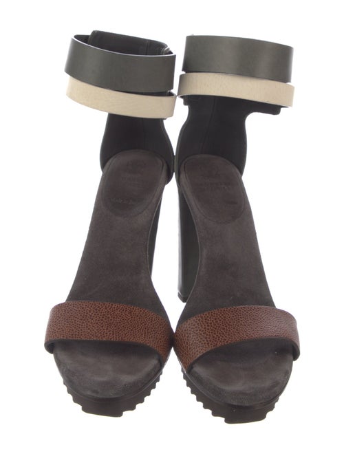 Brunello Cucinelli Leather Colorblock Pattern Sandals