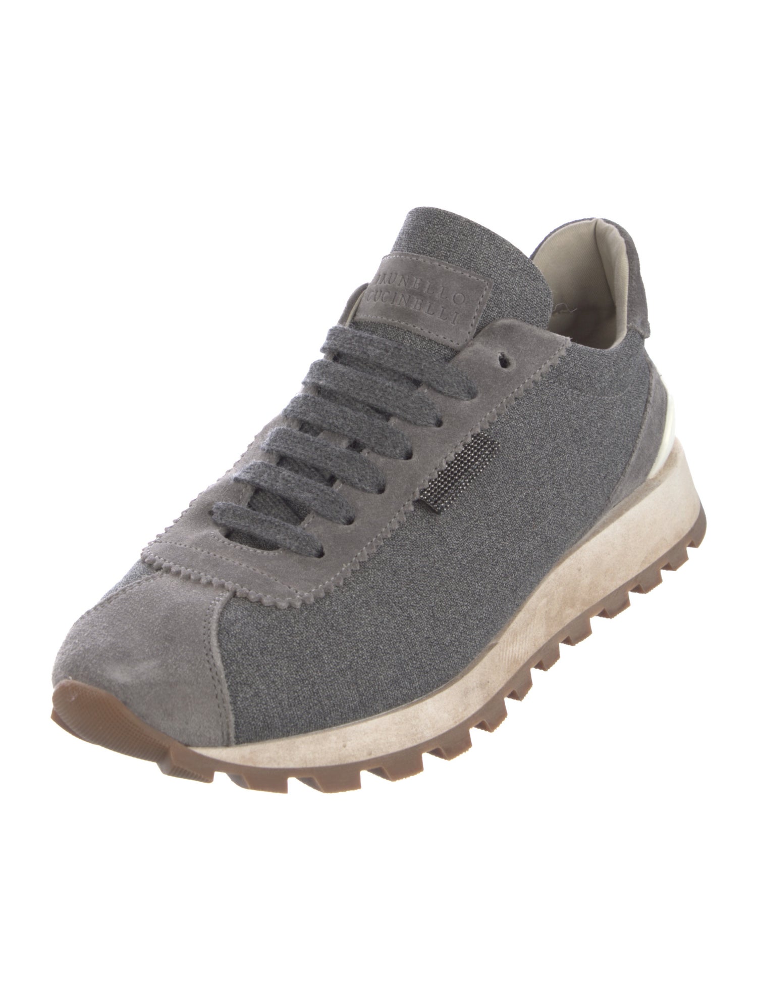 Brunello Cucinelli Suede Beaded Accents Sneakers
