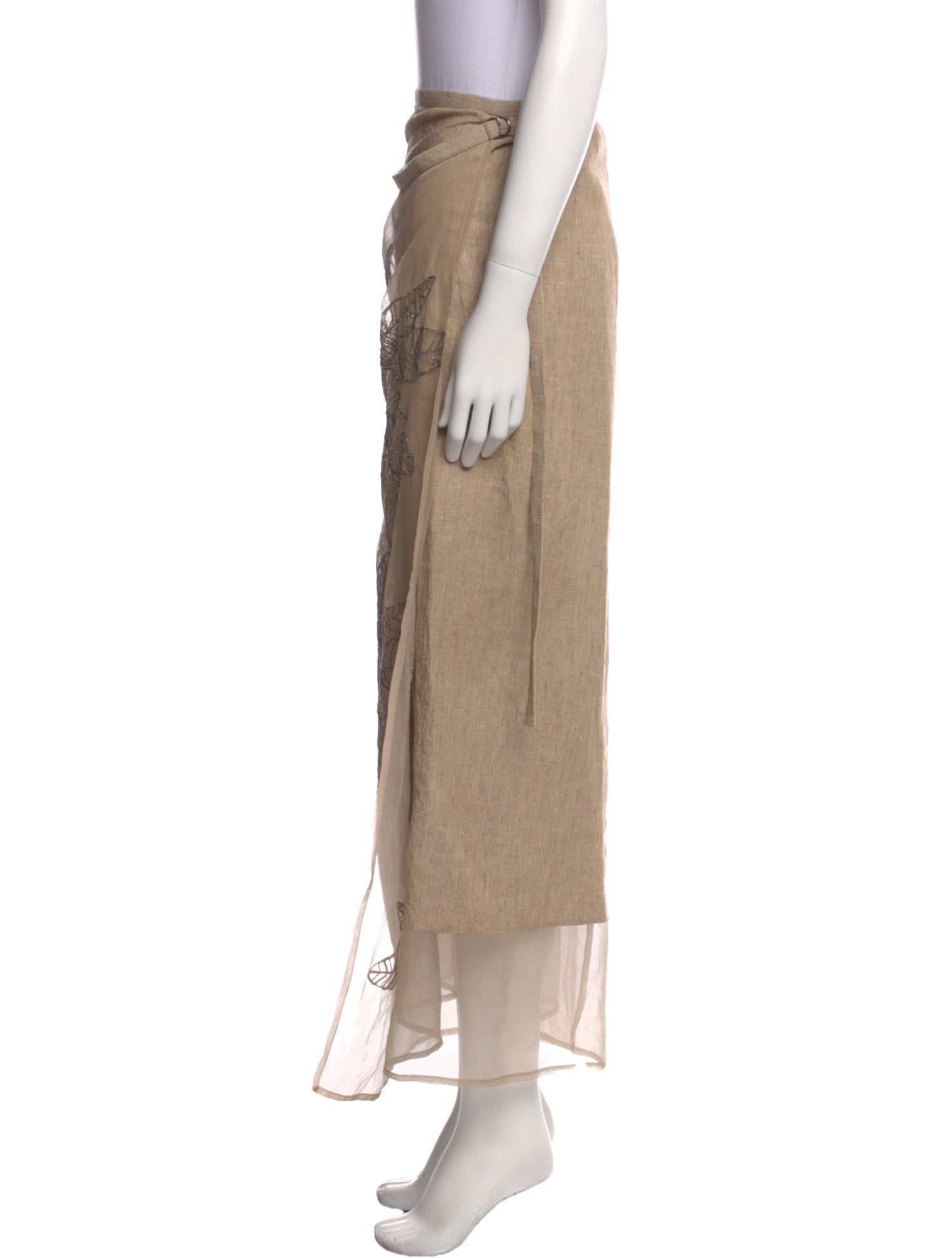 Brunello Cucinelli Linen Midi Length Skirt