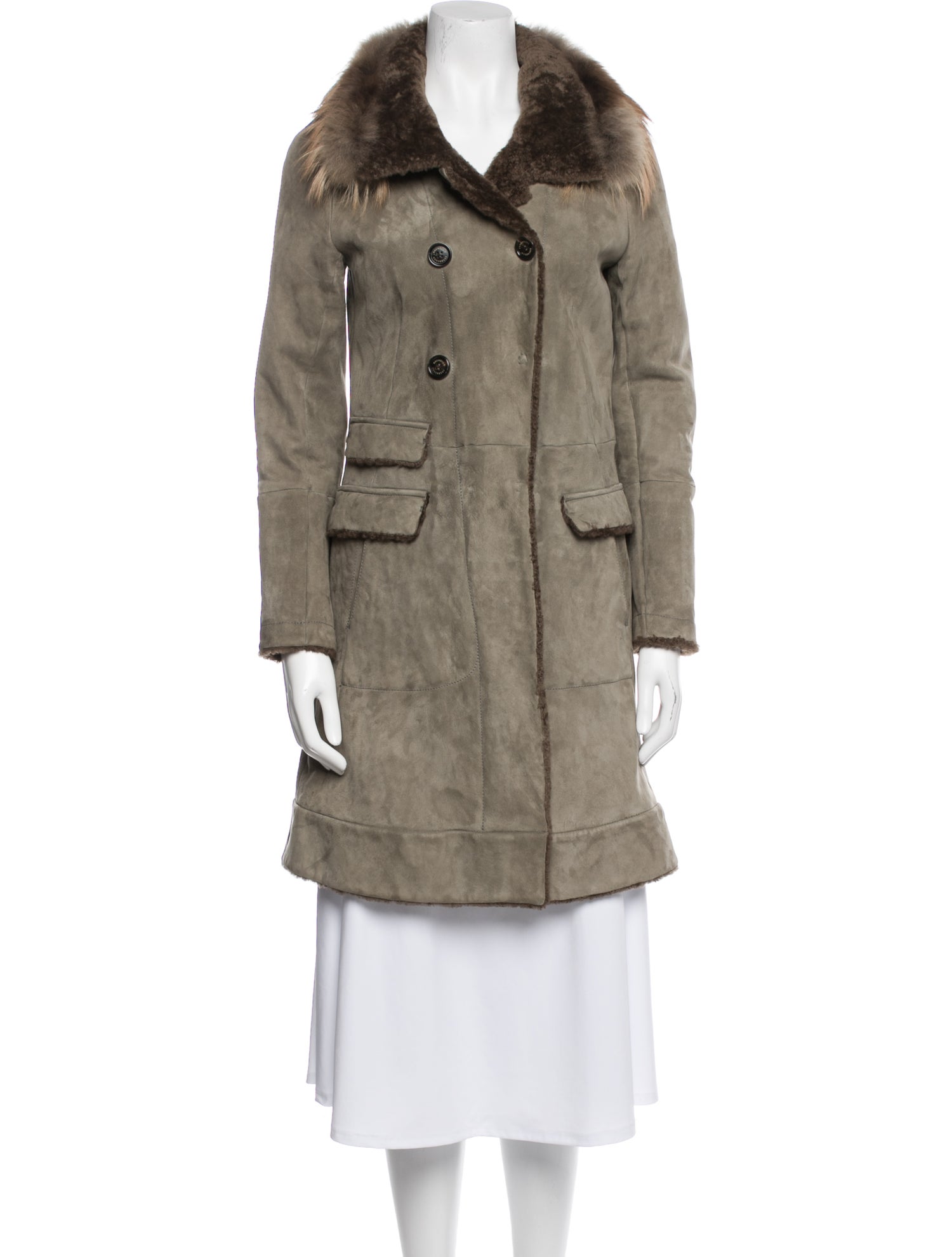 Brunello Cucinelli Leather Faux Fur Coat