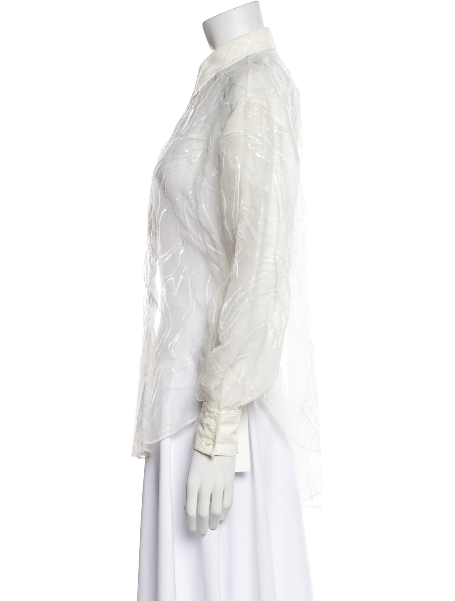 Brunello Cucinelli Silk Long Sleeve Button-Up Top