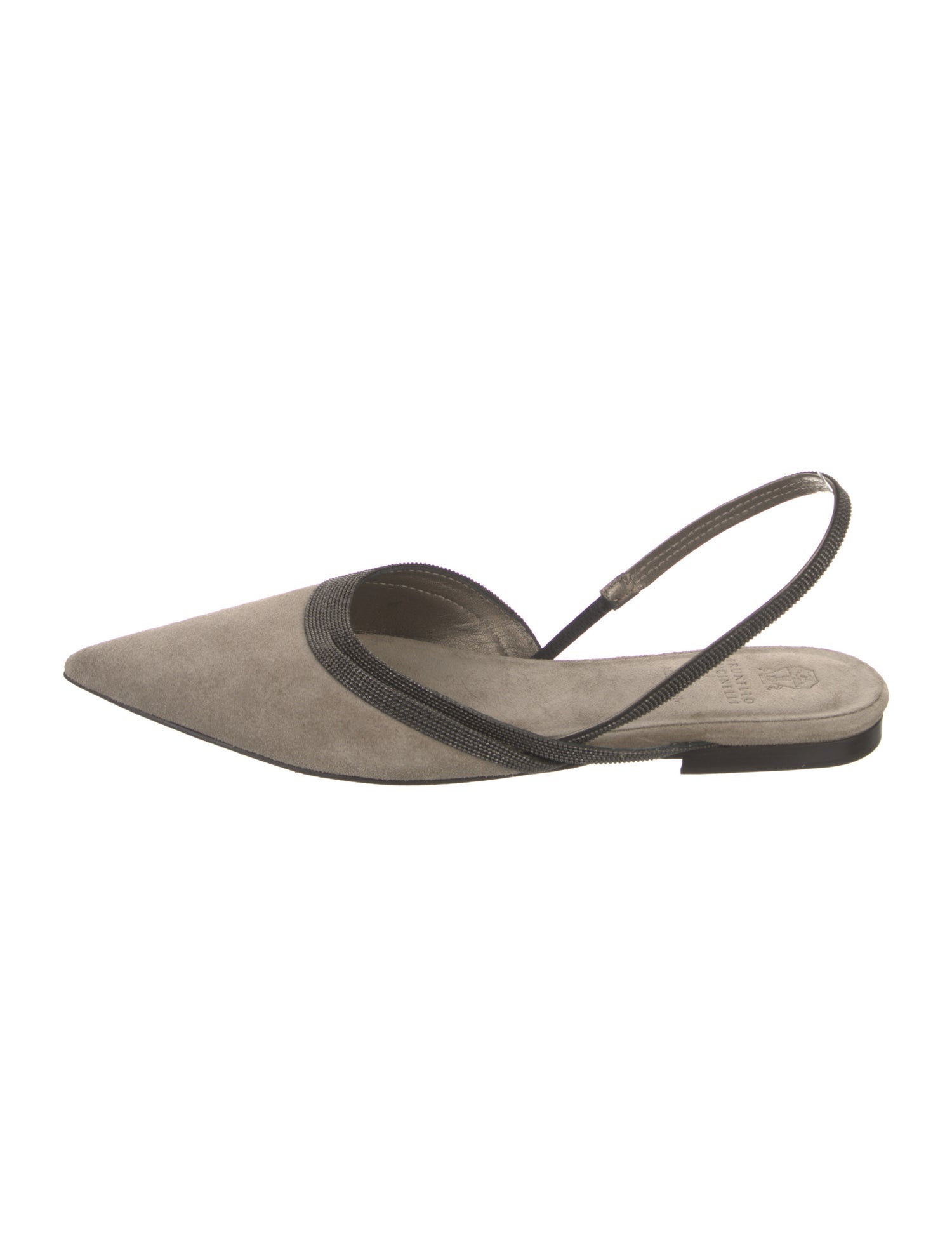 Brunello Cucinelli Monili Suede Slingback Flats