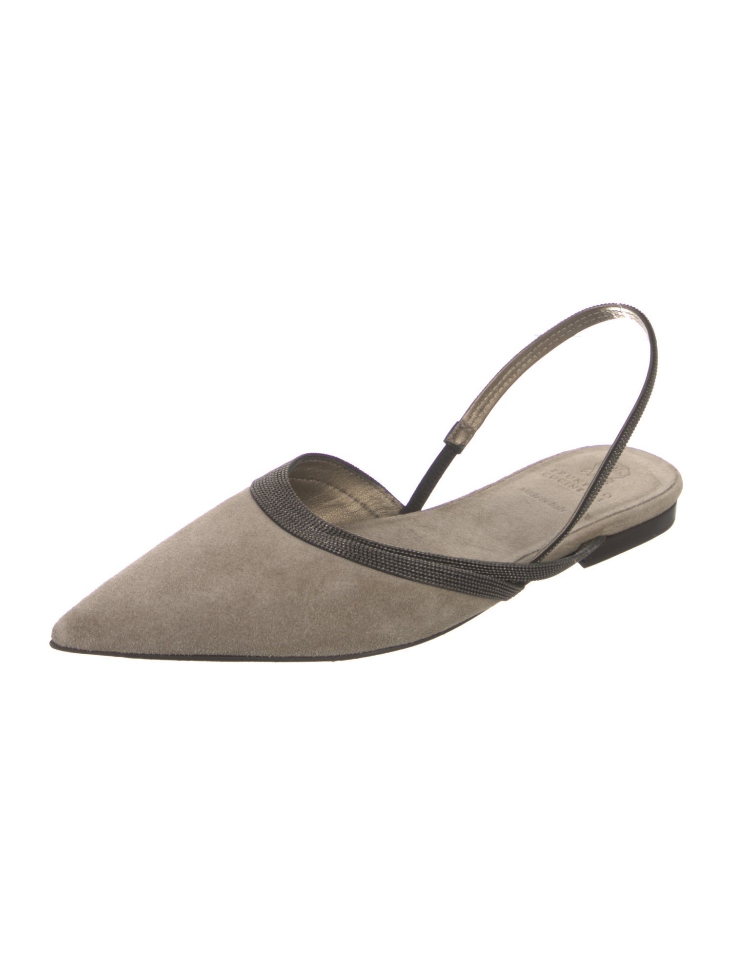 Brunello Cucinelli Monili Suede Slingback Flats