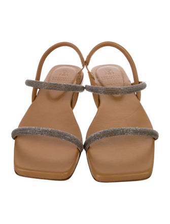 Brunello Cucinelli Leather Beaded Accents Gladiator Sandals