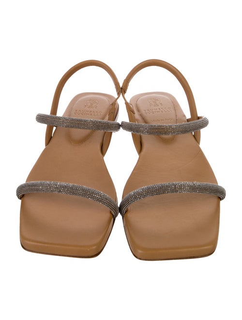 Brunello Cucinelli Leather Beaded Accents Gladiator Sandals