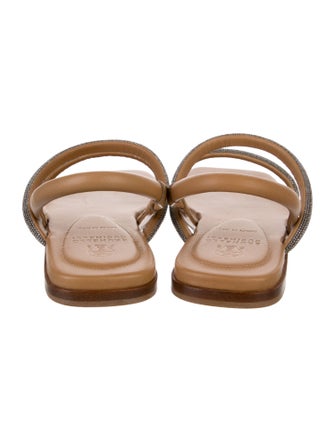 Brunello Cucinelli Leather Beaded Accents Gladiator Sandals